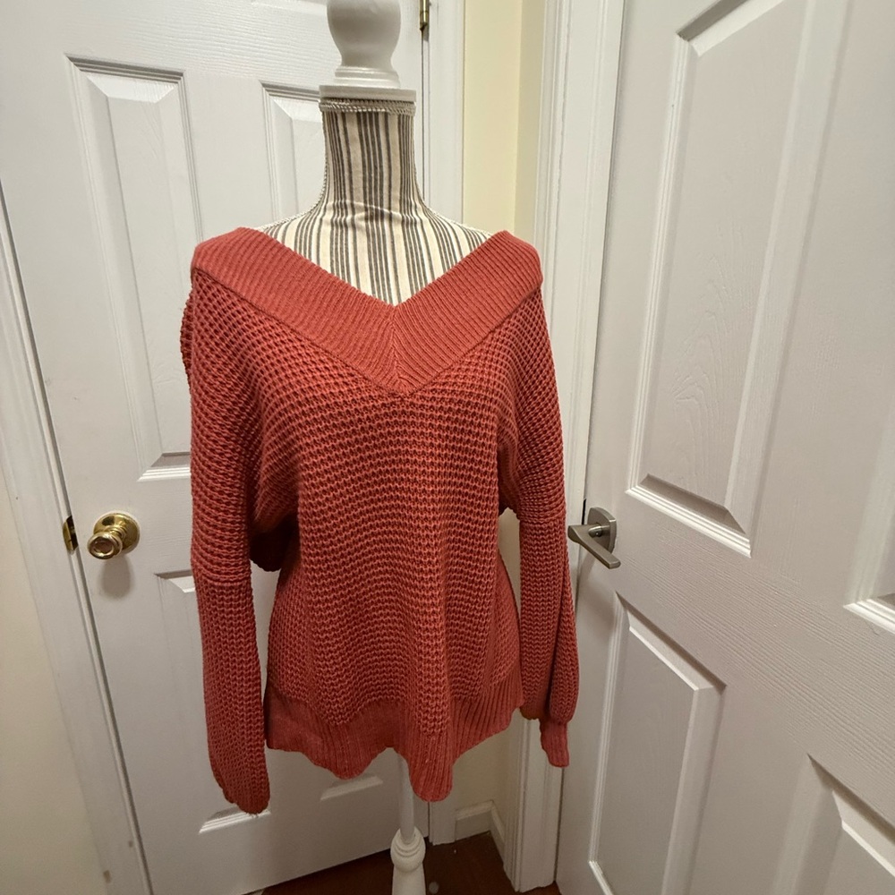 Women's V-Neck Knit Slouchy Sweater